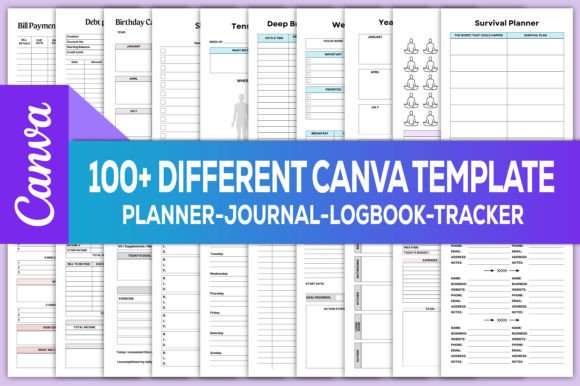 100 Canva Different Template KDP for Streamlined Planning and Productivity