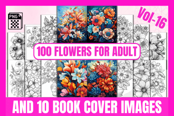 100 Flowers Adult Coloring Pages Vol-16