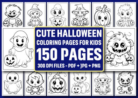 150 Cute Halloween Coloring Book - KDP