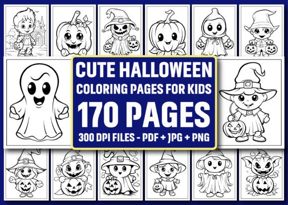 170 Cute Halloween Coloring Book - KDP