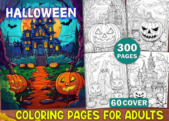 300 HALLOWEEN COLORING BOOK for ADULTS: A Creative and Practical Resource for Your KDP Interior