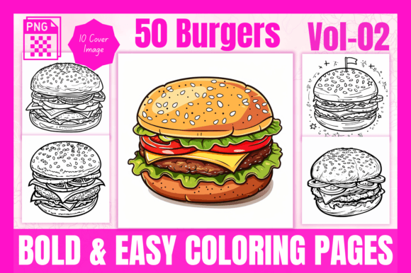 Burger - Bold Easy Coloring Pages V-02